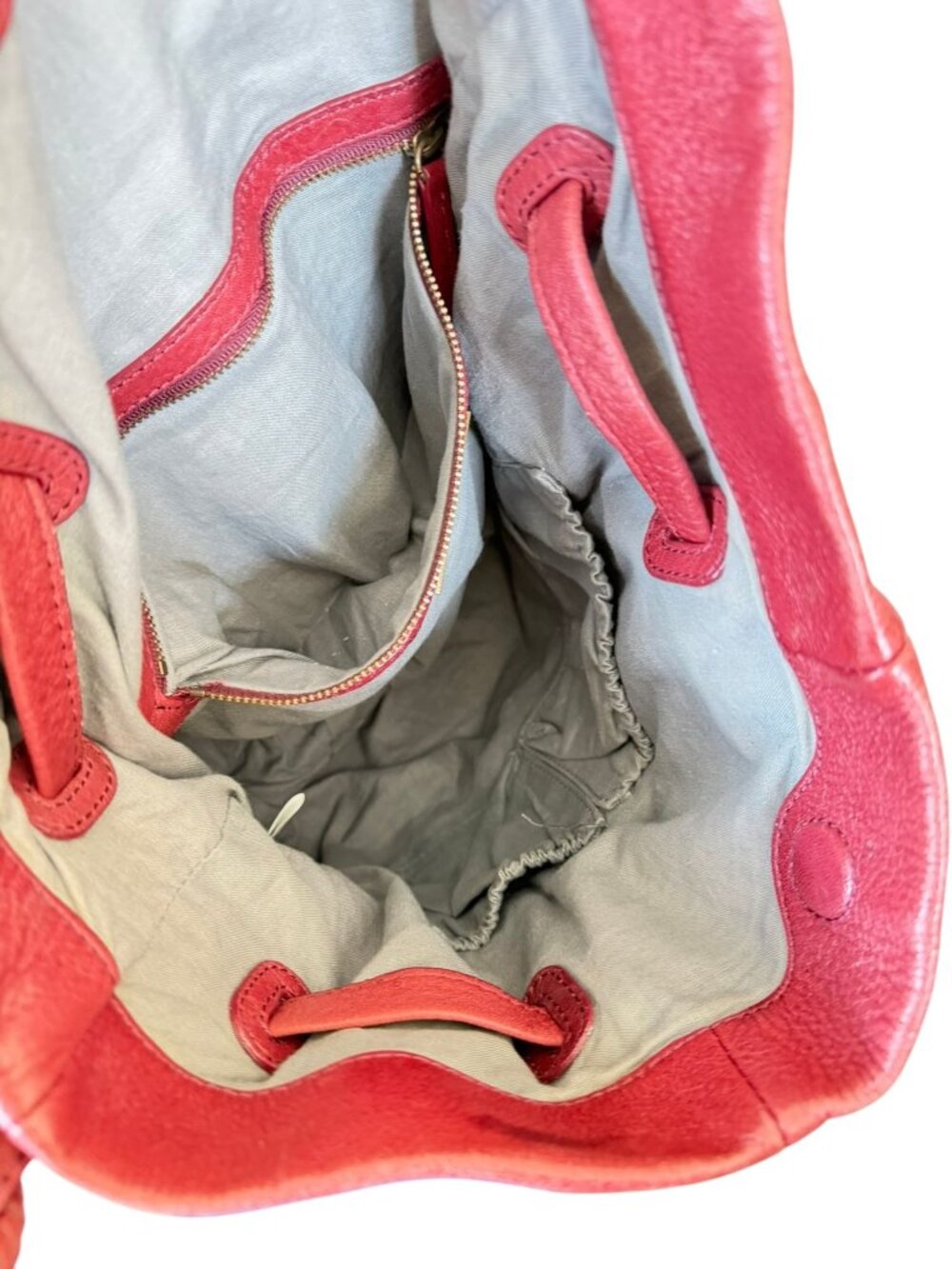 Elliott Lucca Pebbled Leather Bucket Bag Hobo Shoulder Purse Berry Red - Picture 6 of 12